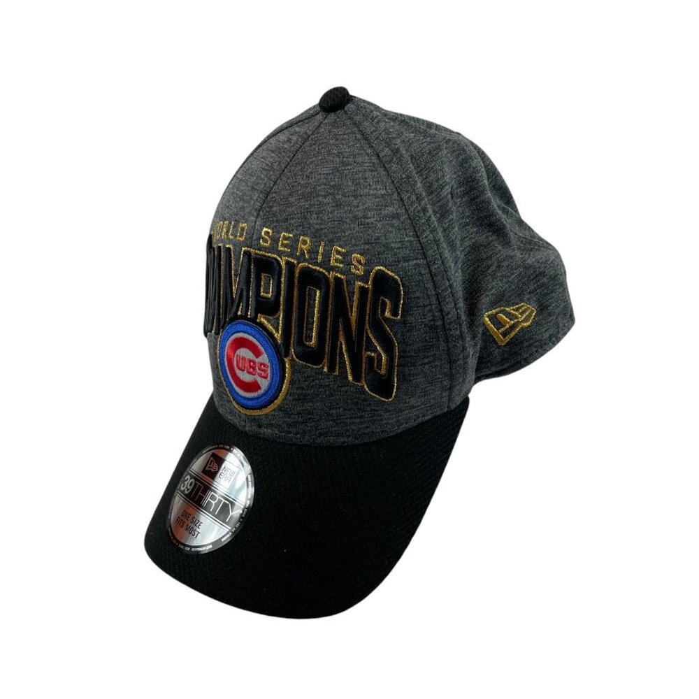 New Era Cubs World Series Champions Hat Cap‎ Snack Back Adjustable Black Gray - Picture 2 of 6